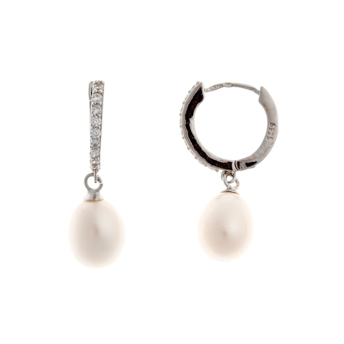 Aros de plata de ley con charms de perlas