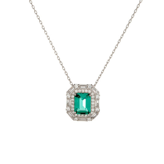 Collar de plata de ley con esmeralda de circonita cúbica
