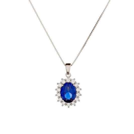 Collar de plata de ley con circonitas cúbicas azul royal