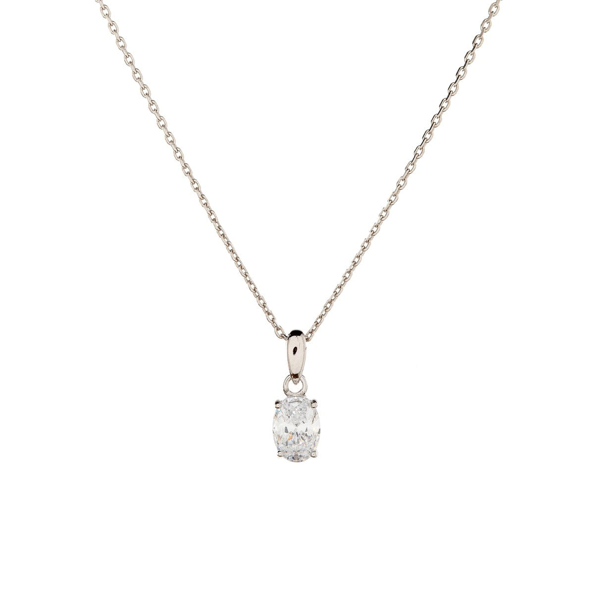 Collar de plata esterlina con circonitas cúbicas ovaladas
