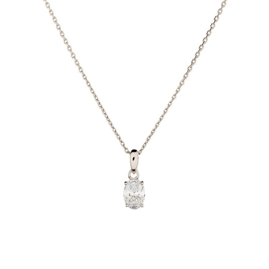 Collar de plata esterlina con circonitas cúbicas ovaladas