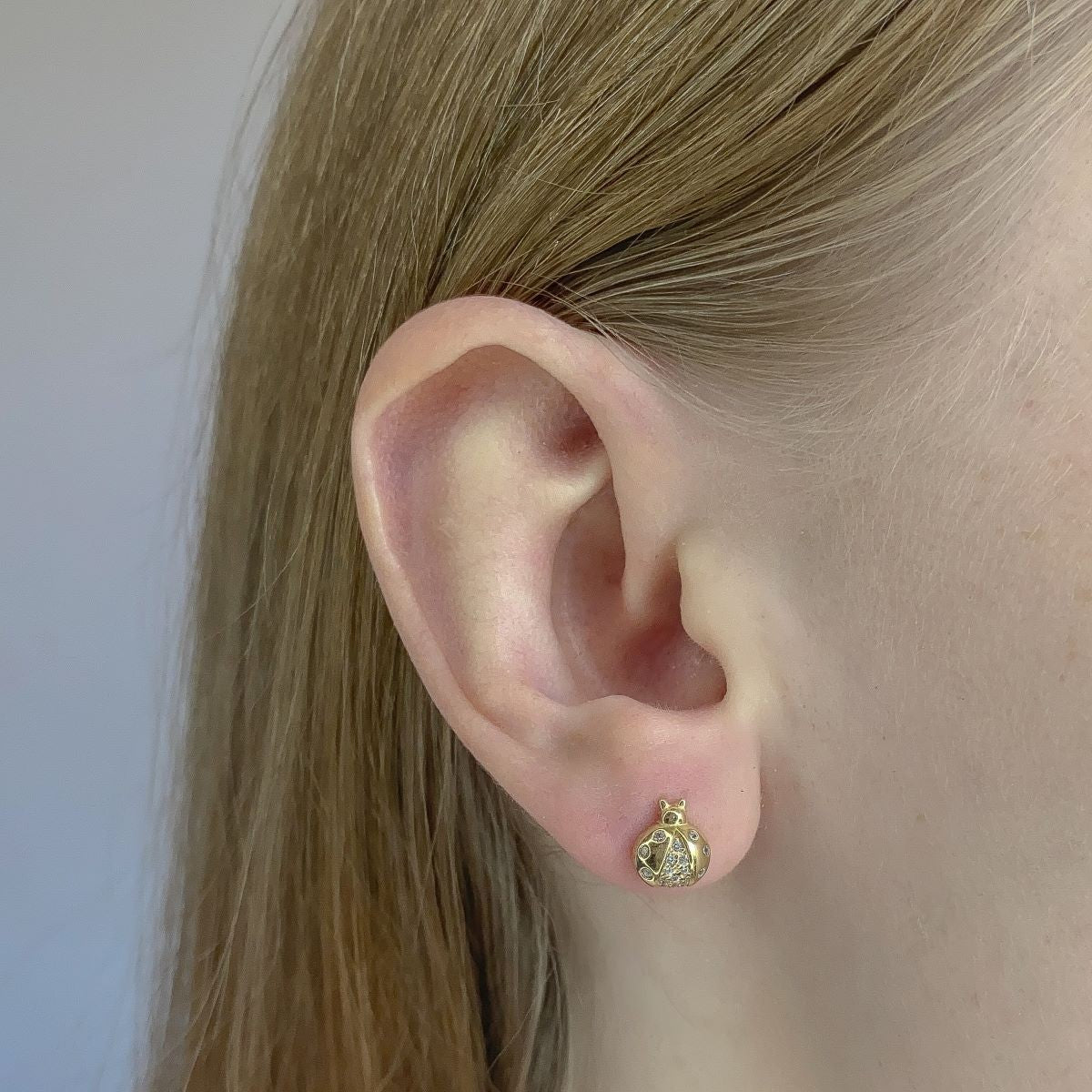Pendientes de mariquita de plata de ley