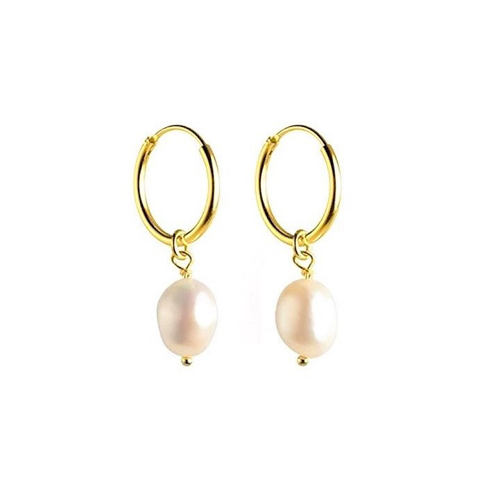 Aros de plata de ley con dijes de perla