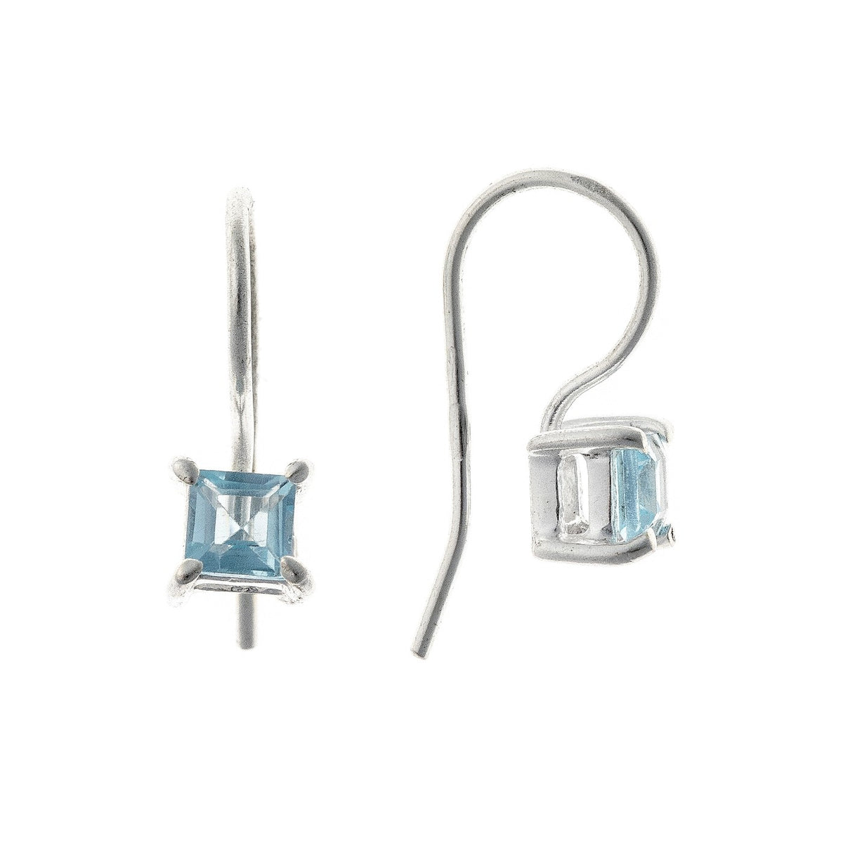 Pendientes de topacio azul en plata de ley