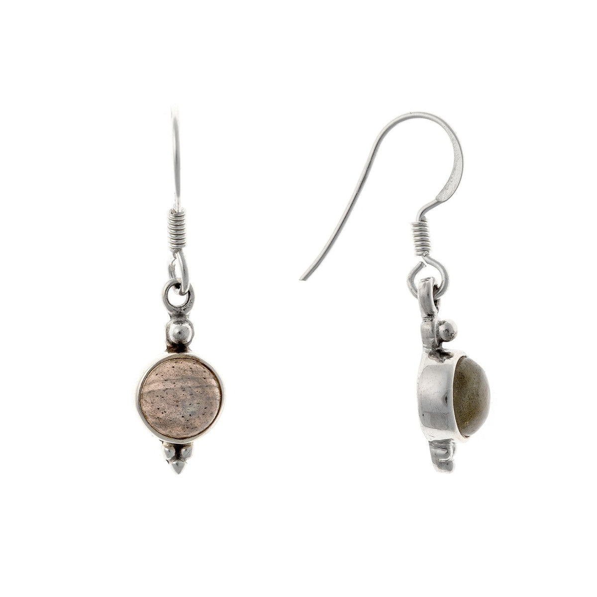 Pendientes de labradorita en plata de ley
