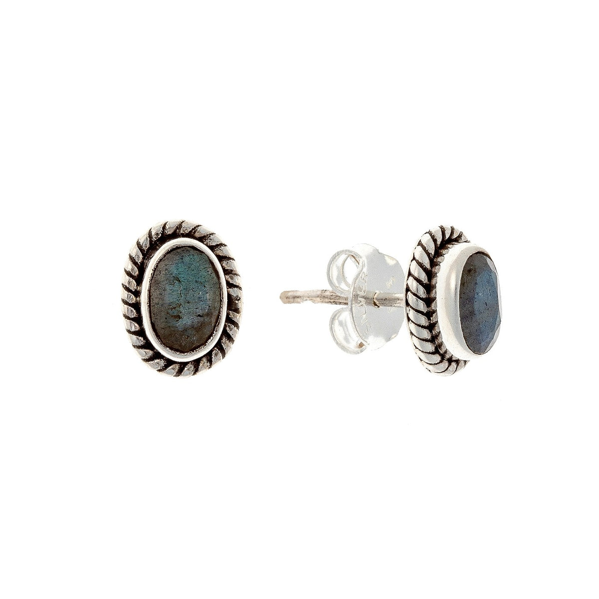 Pendientes de labradorita en plata de ley