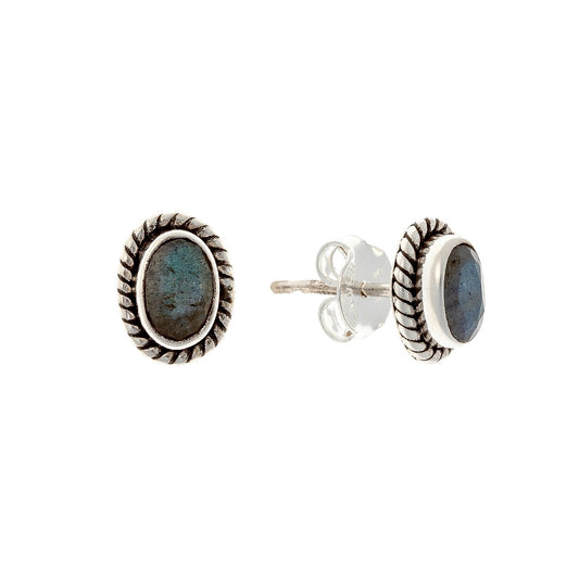 Pendientes de labradorita en plata de ley