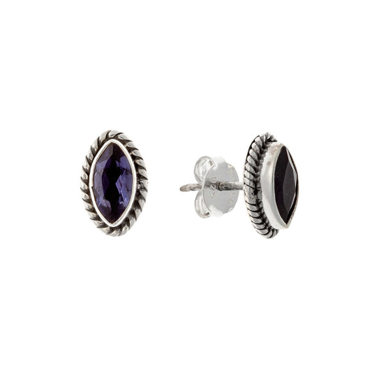 Pendientes de iolita en plata de ley