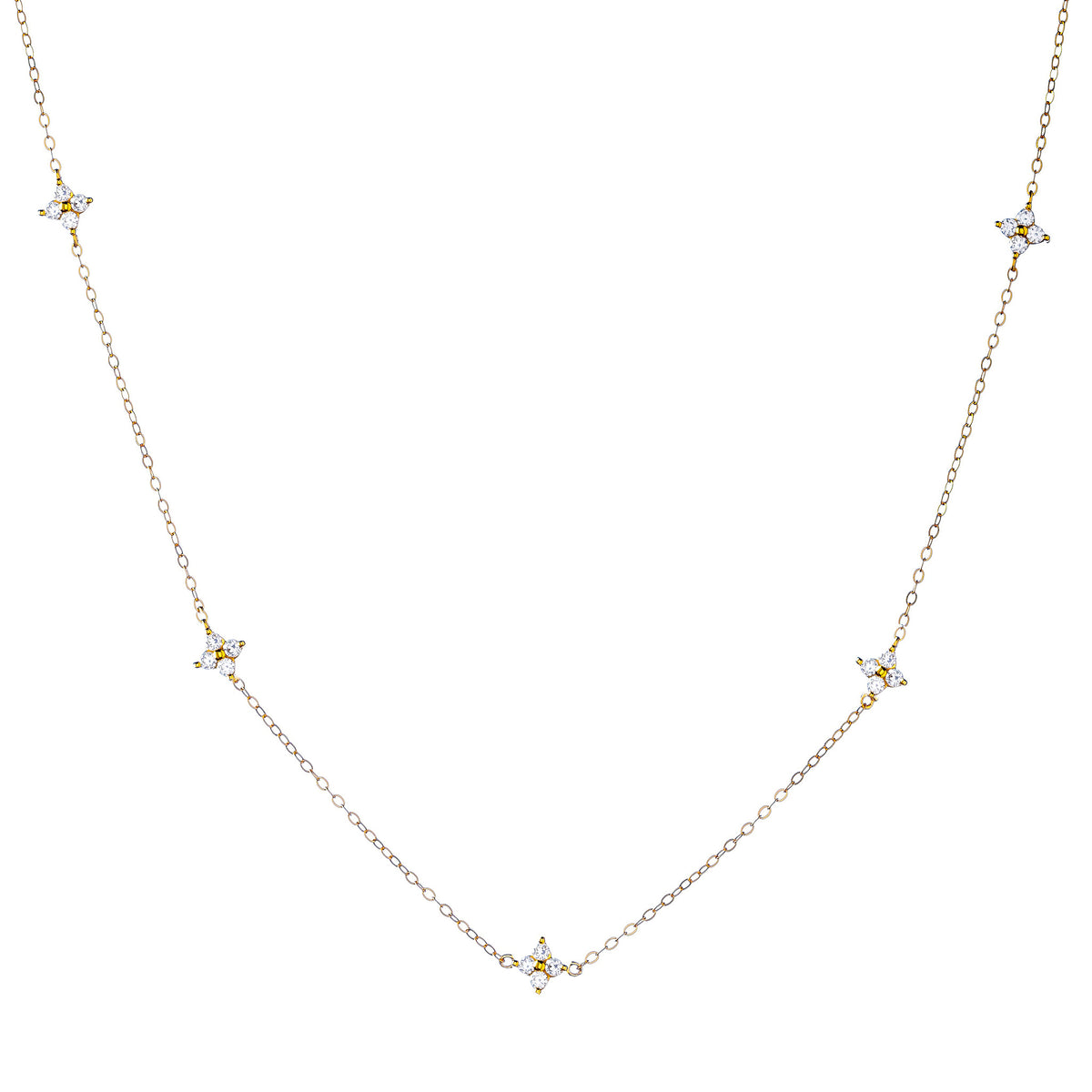 Collar de flores de plata de ley