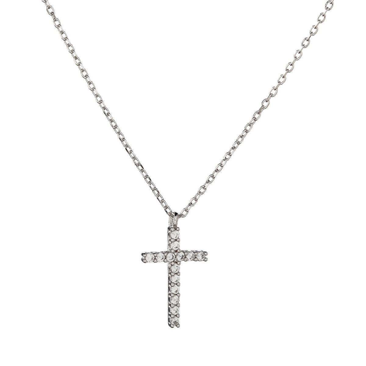 Collar de cruz de circonitas cúbicas de plata esterlina
