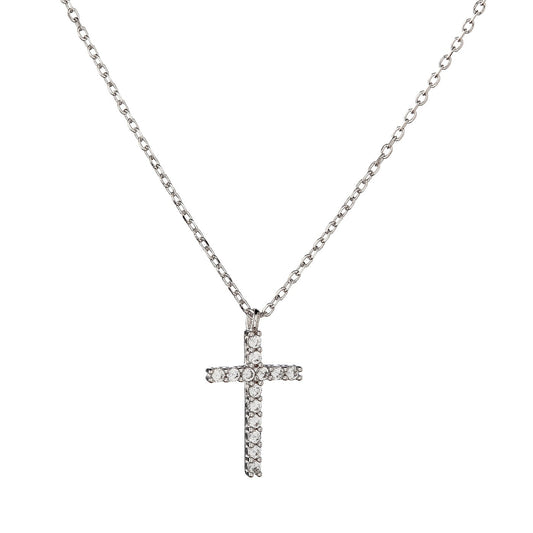 Collar de cruz de circonitas cúbicas de plata esterlina