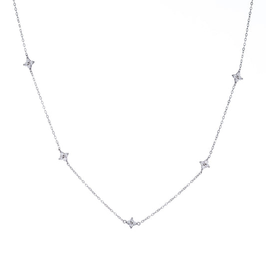 Collar de flores de plata de ley