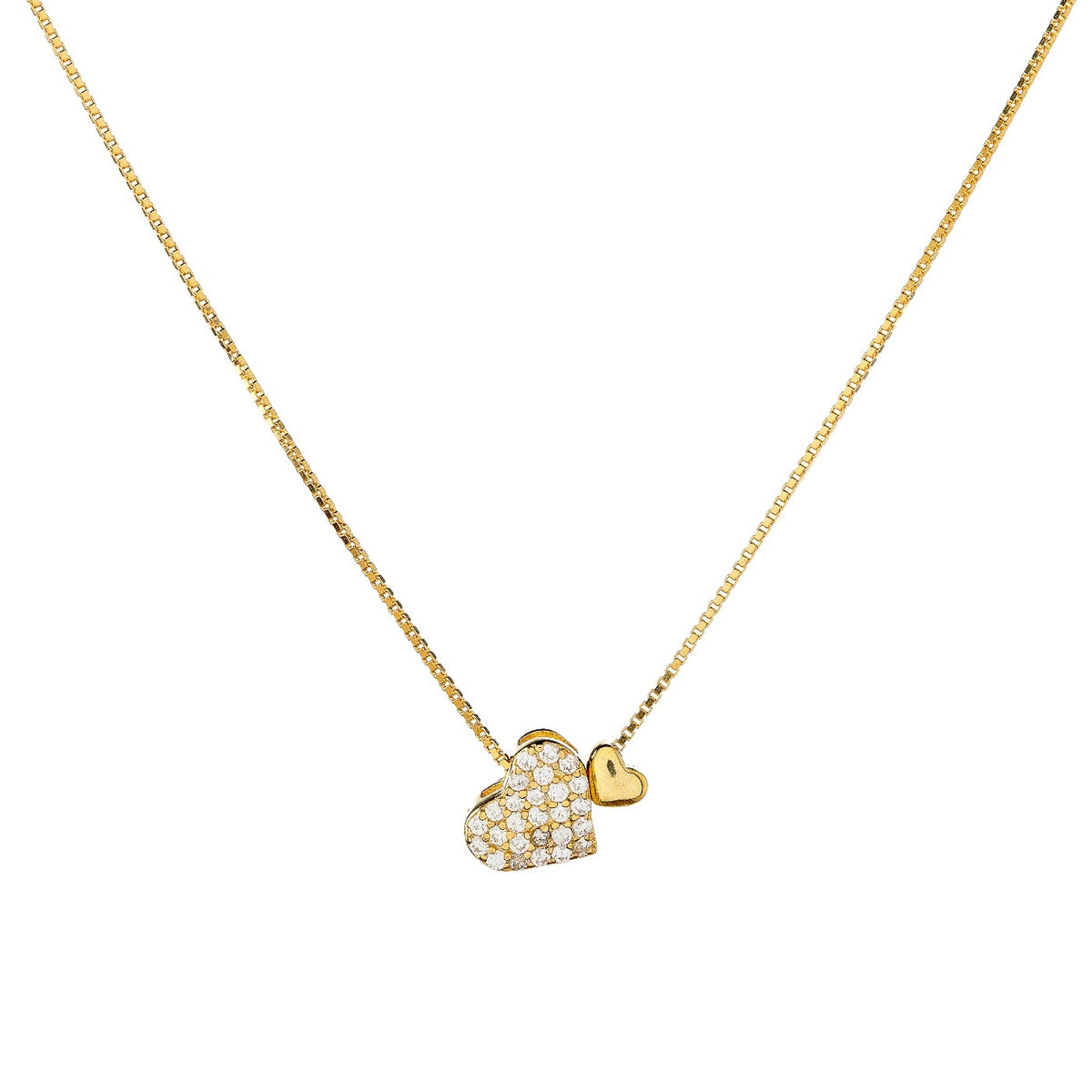 Collar de doble corazón de plata de ley