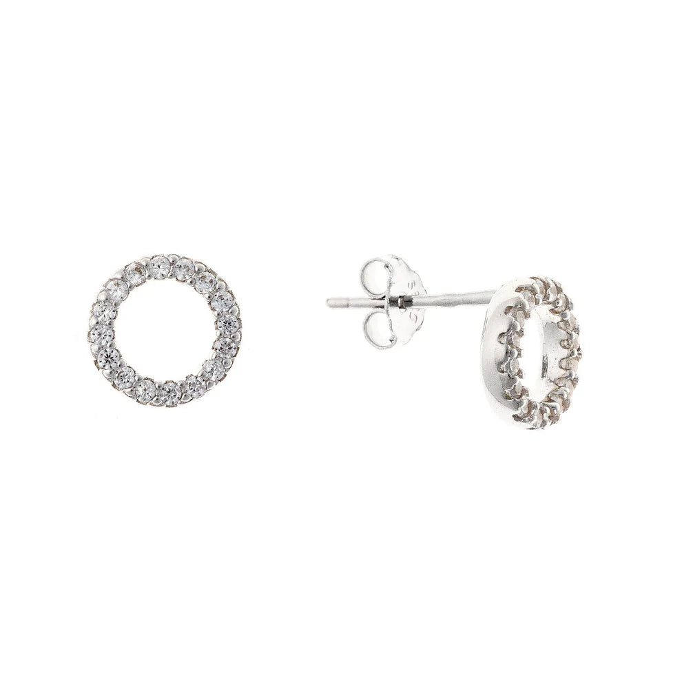 Pendientes circulares de circonita cúbica de plata de ley
