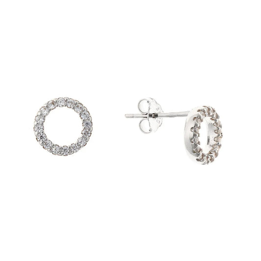 Pendientes circulares de circonita cúbica de plata de ley