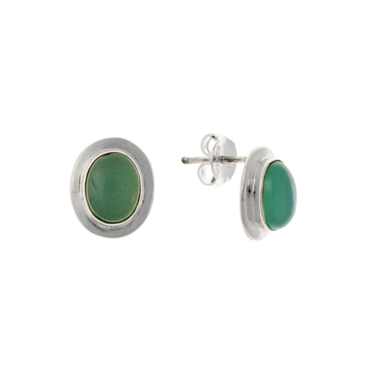 Pendientes de calcedonia en plata de ley