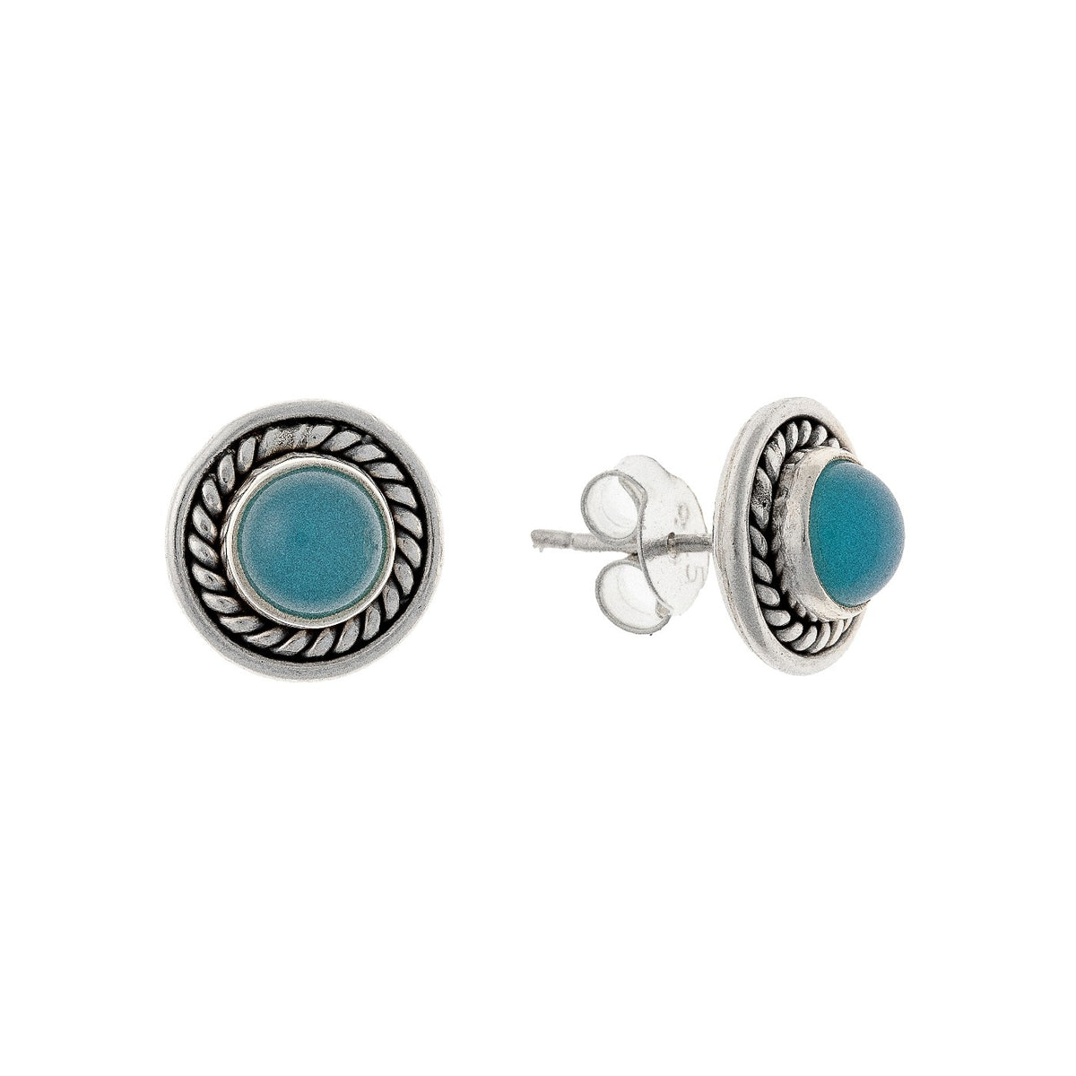 Pendientes de calcedonia en plata de ley