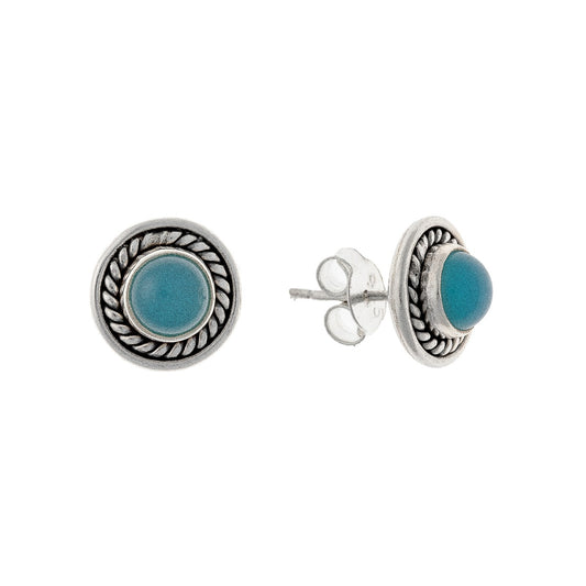 Pendientes de calcedonia en plata de ley