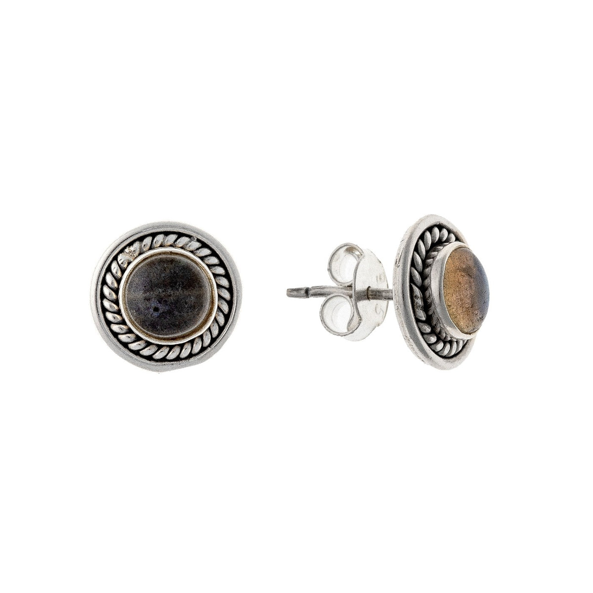 Pendientes de labradorita en plata de ley