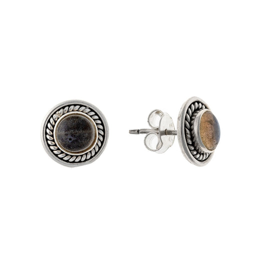 Pendientes de labradorita en plata de ley