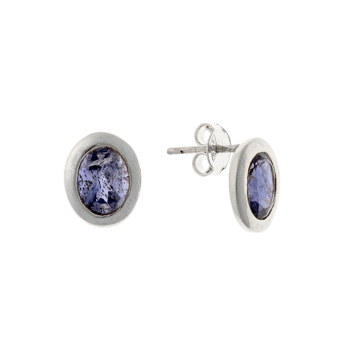 Pendientes de iolita en plata de ley