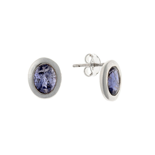 Pendientes de iolita en plata de ley