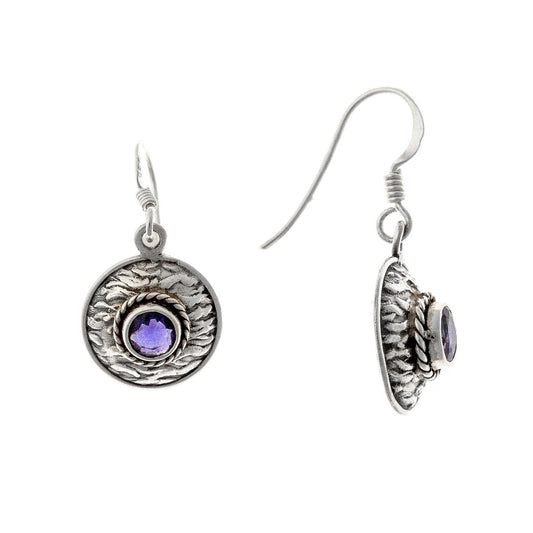 Pendientes de iolita de plata de ley