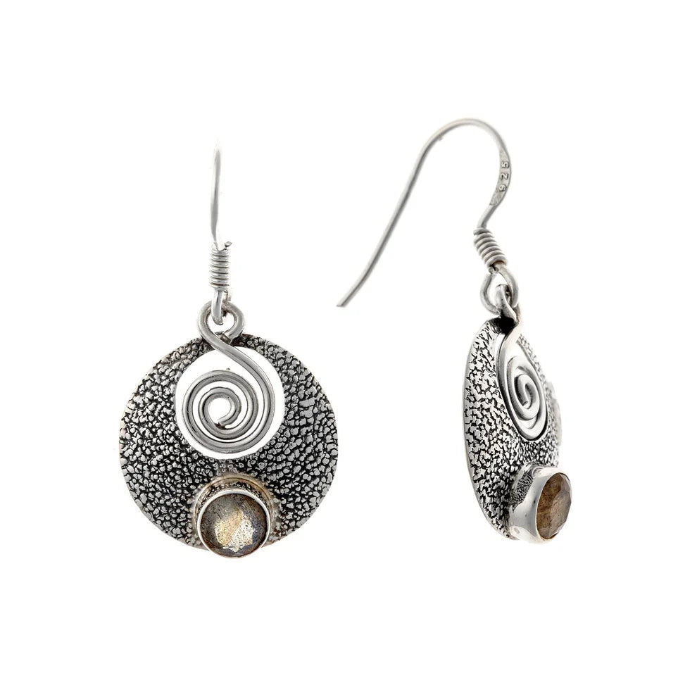 Pendientes de labradorita en plata de ley