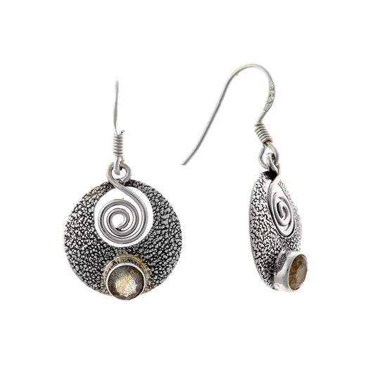 Pendientes de labradorita en plata de ley