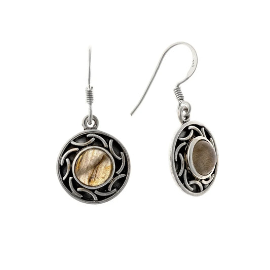 Pendientes de labradorita en plata de ley
