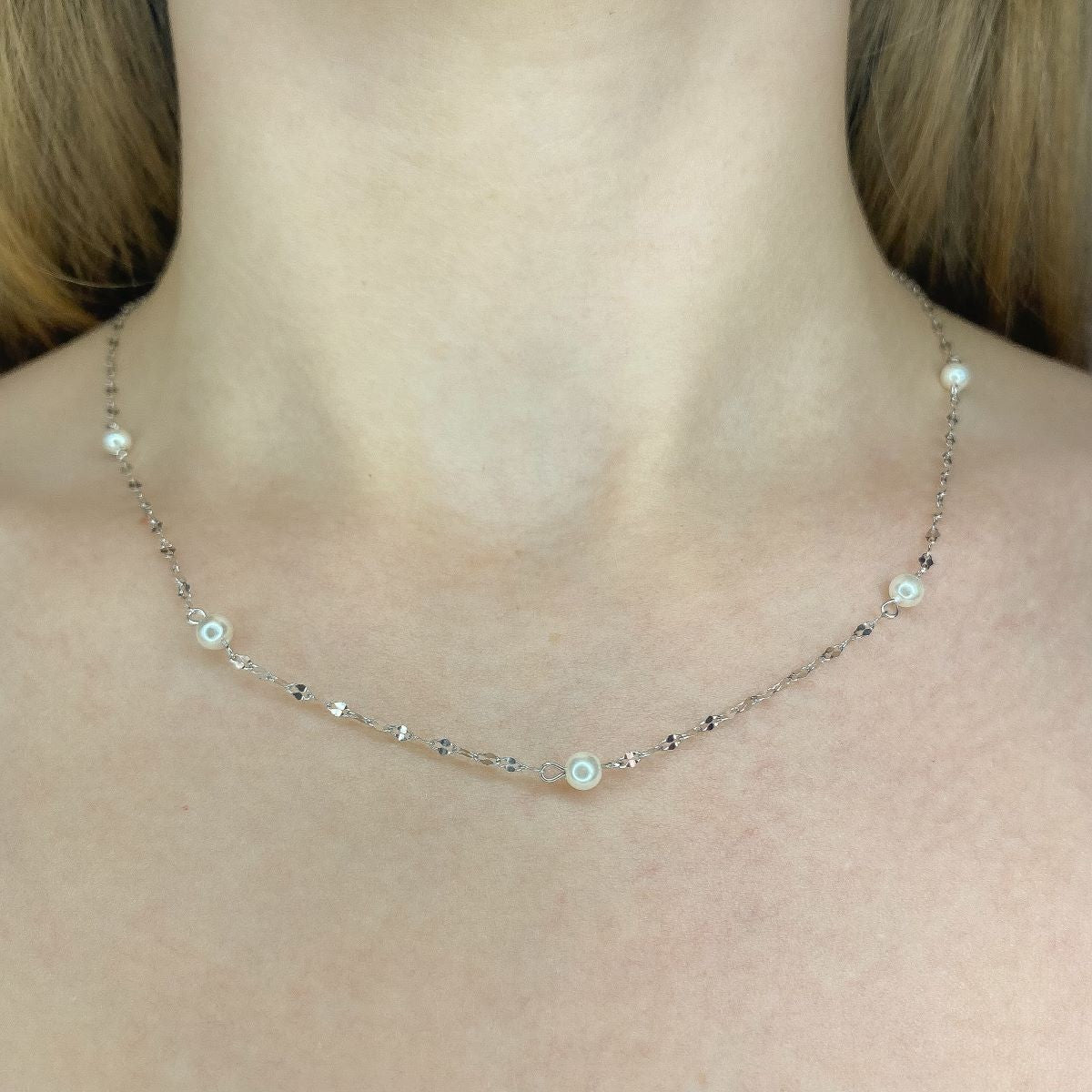 Collar de perlas de plata de ley