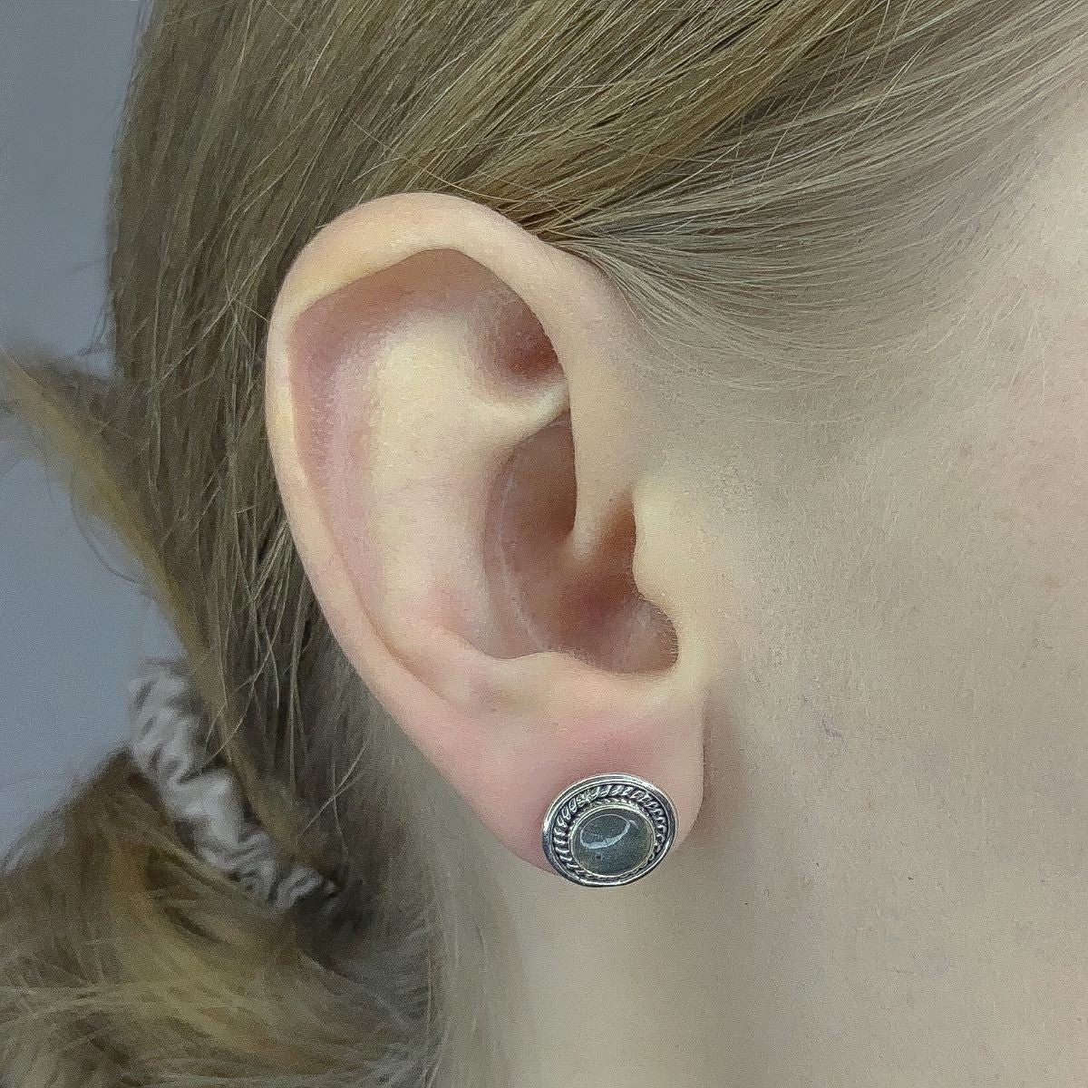 Pendientes de labradorita en plata de ley