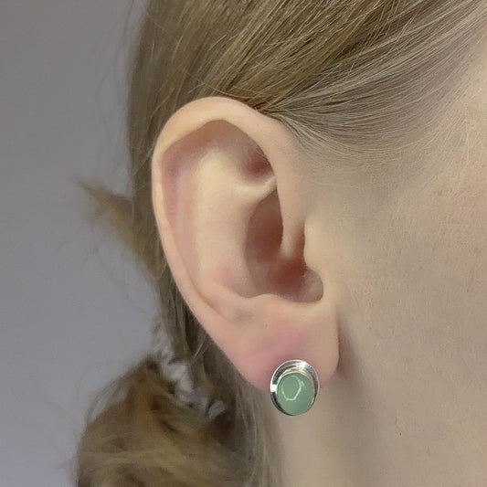 Pendientes de calcedonia en plata de ley