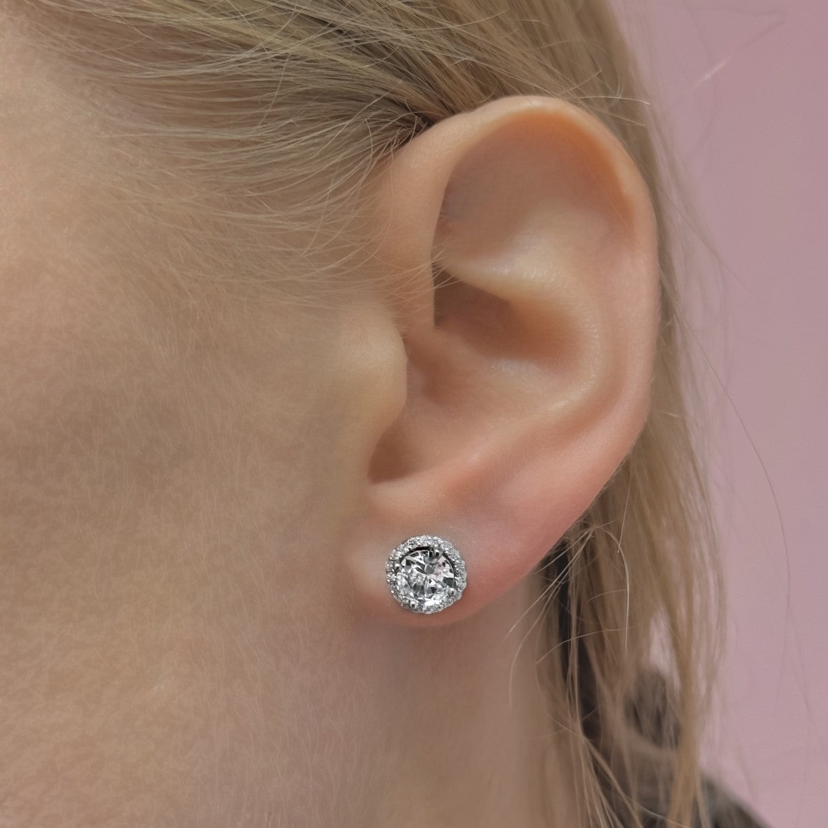 Pendientes de botón Soleste de plata de ley