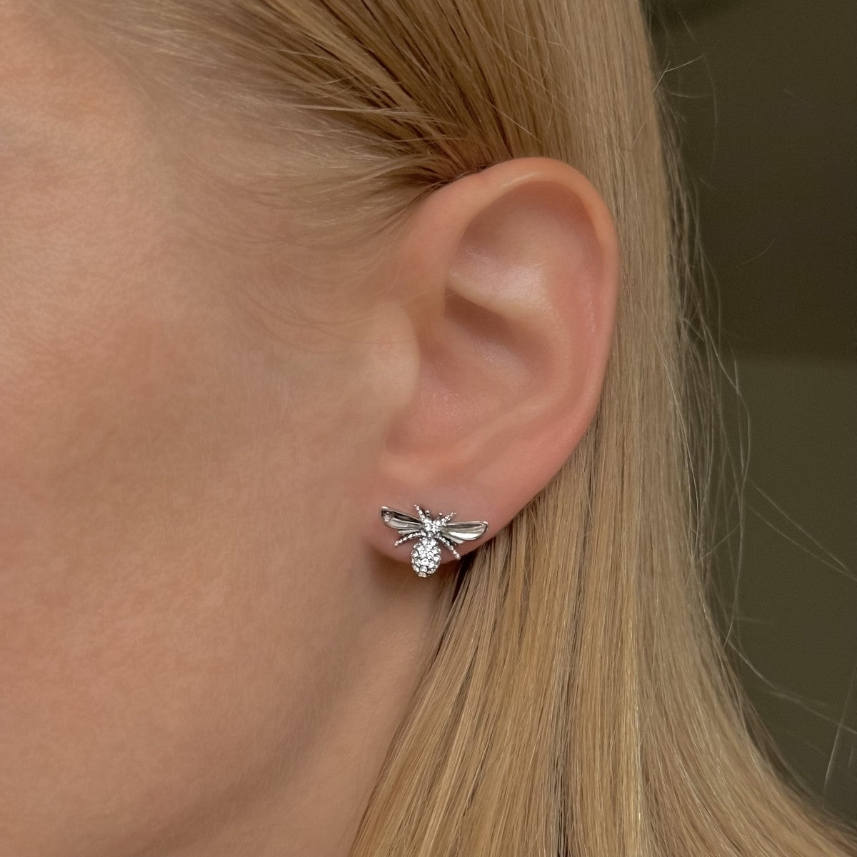 Pendientes de abeja de plata de ley