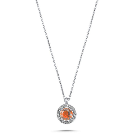 Collar de plata esterlina con circonitas cúbicas rojas