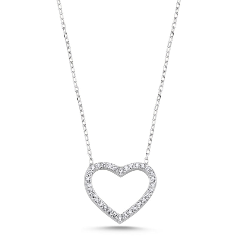 Collar de corazón de plata esterlina con circonitas