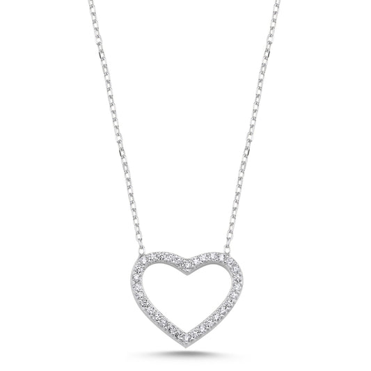 Collar de corazón de plata esterlina con circonitas