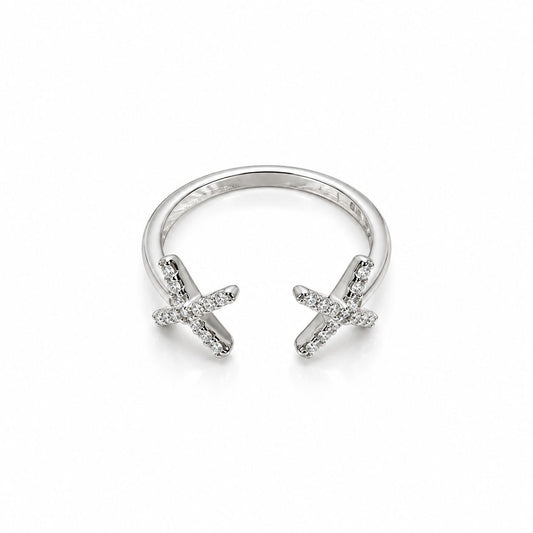 Anillo en X de plata esterlina