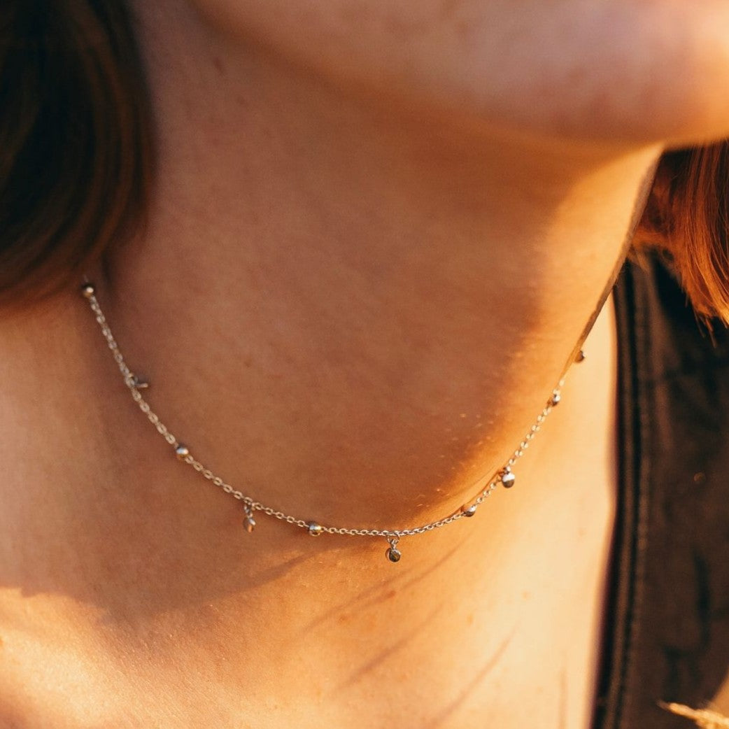 Collar de perlas de plata de ley