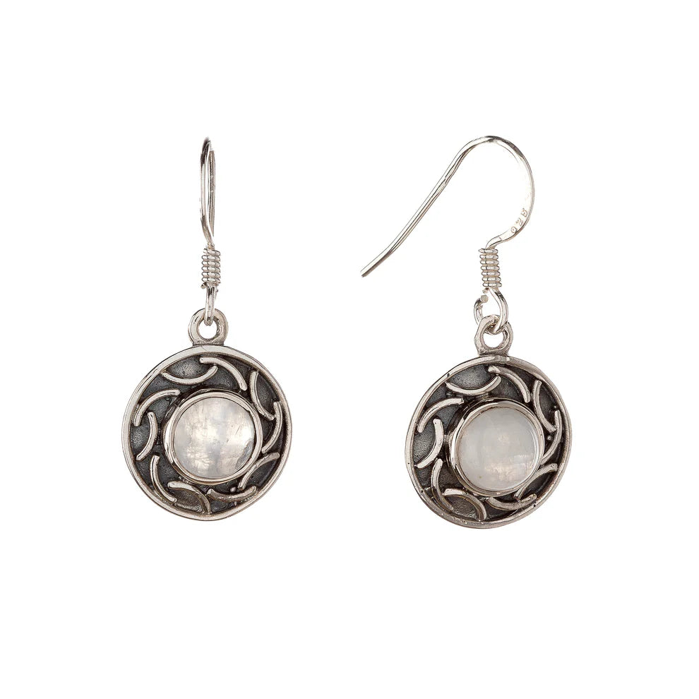 Pendientes de piedra lunar de plata de ley