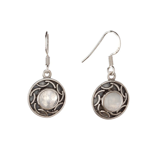Pendientes de piedra lunar de plata de ley