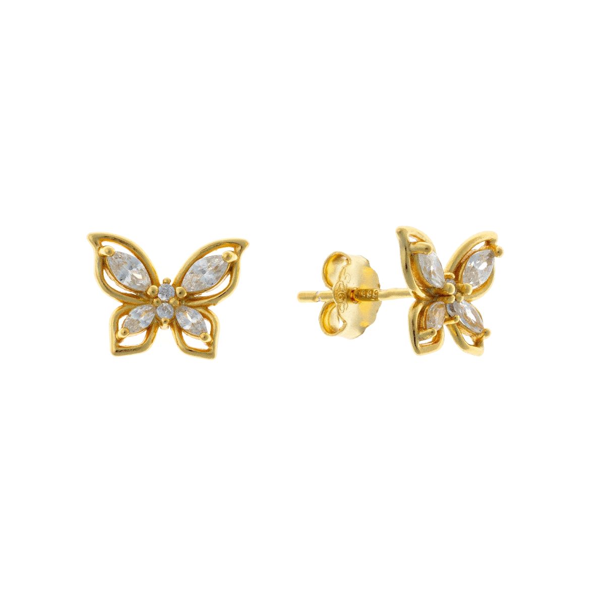 Pendientes de mariposa de plata de ley