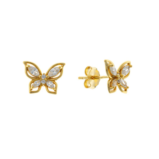 Pendientes de mariposa de plata de ley