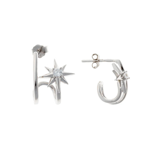 Pendientes de estrella con circonitas cúbicas en plata de ley