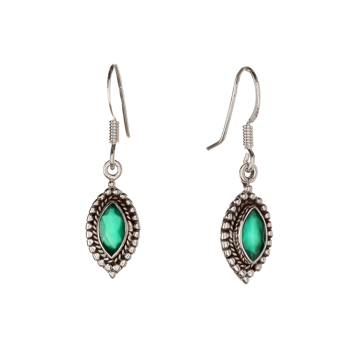 Pendientes de plata de ley con ónix verde