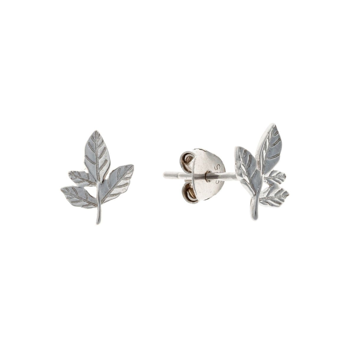 Pendientes de hoja de plata de ley