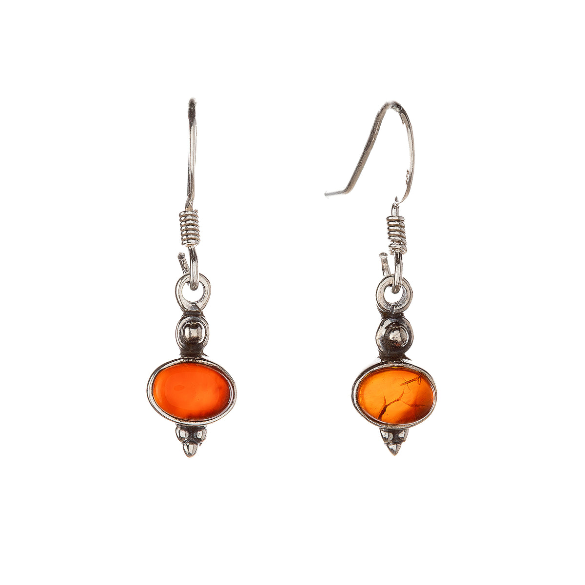 Pendientes de cornalina de plata de ley
