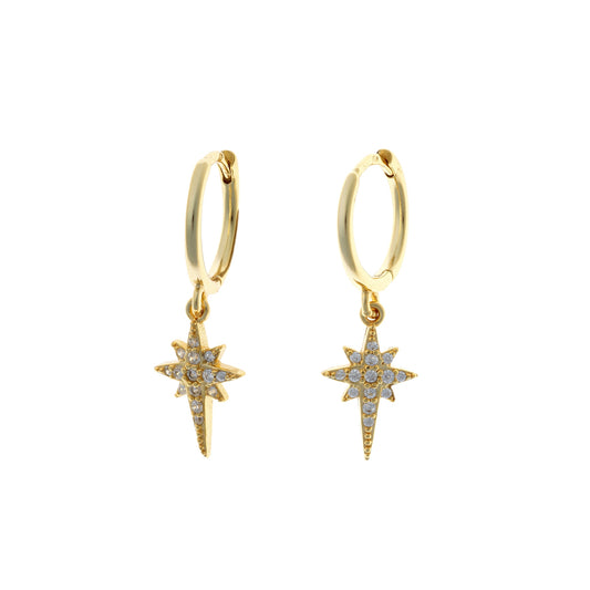 Aros con dije de estrella de plata de ley