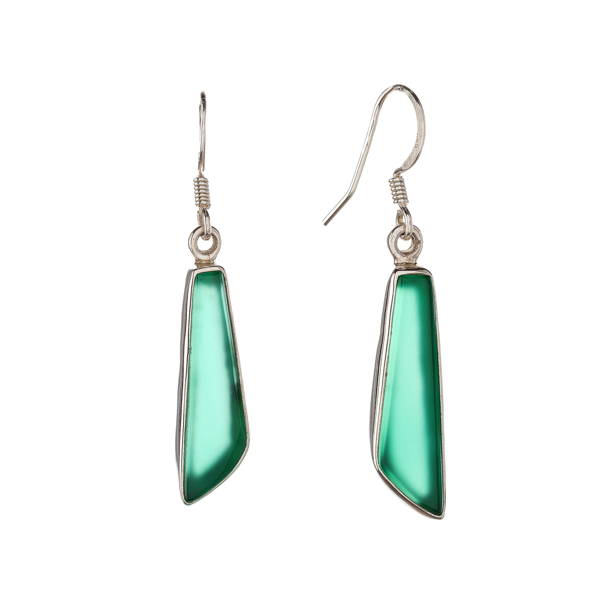 Pendientes de plata de ley con ónix verde